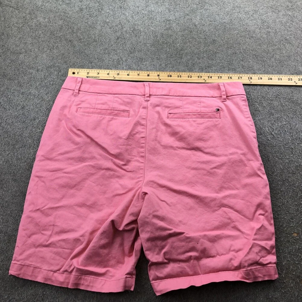 Tommy Hilfiger Shorts Womens 12 Pink Chino Twill Flat Front 9 Inseam Casual